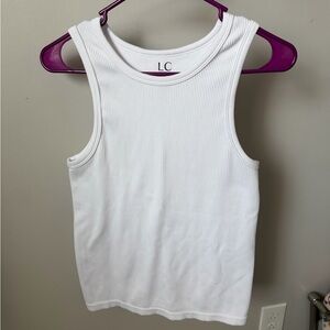 Women's White Ribbed Tank Top